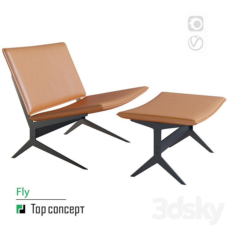 Armchair with ottoman Fly