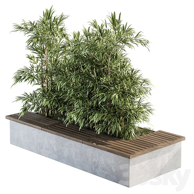 Urban Furniture / Architecture Bench with Plants- Set 11
