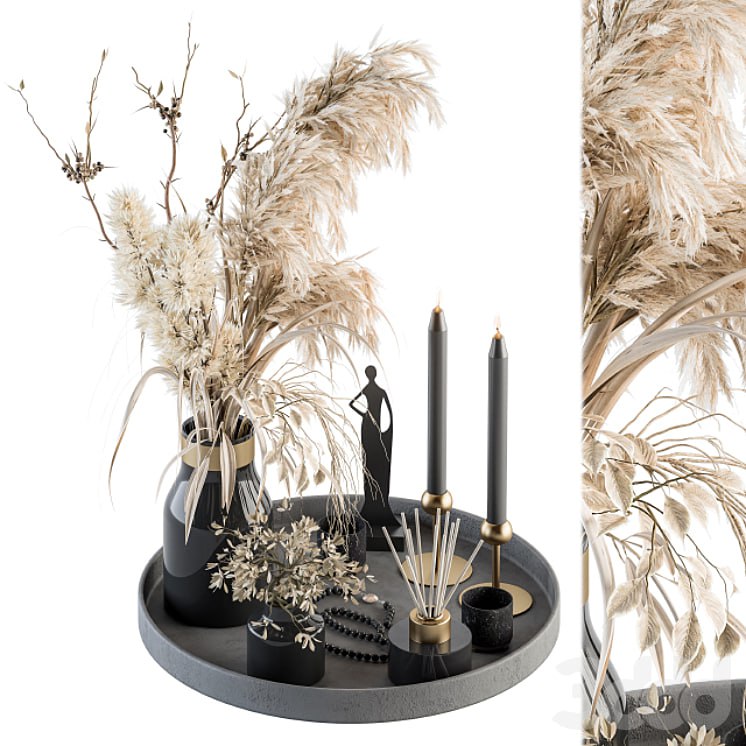 Decorative Set with Bouquet in Tray - Set 60