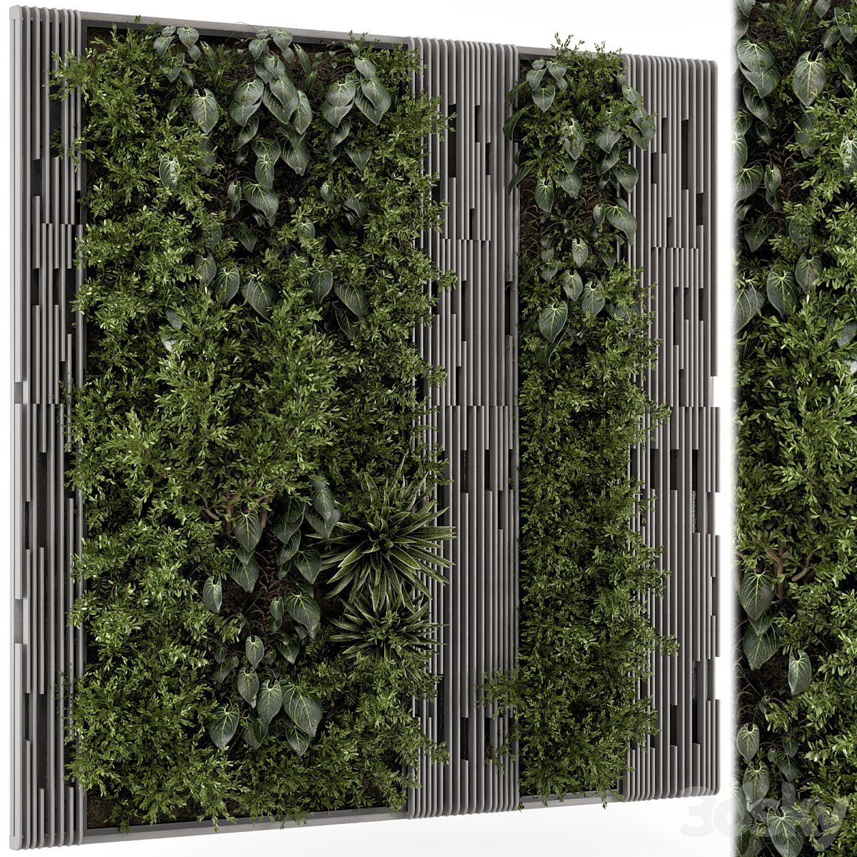 Indoor Wall Vertical Garden in Wooden Base - Set 864