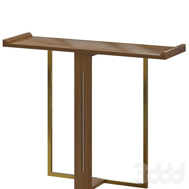 Narrow Console Table for Entryway Foyer Black Solid Wood & Gold Metal in Small