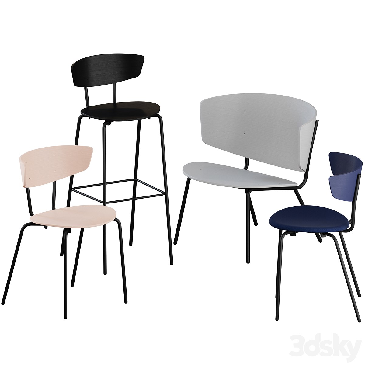 Herman Chairs + Bar stool + Lounge by Ferm Living