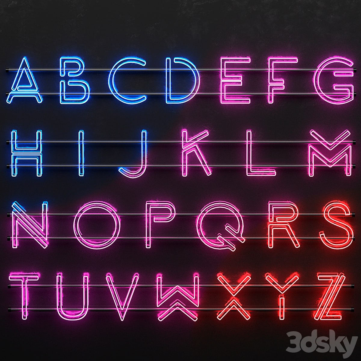 neon alphabet