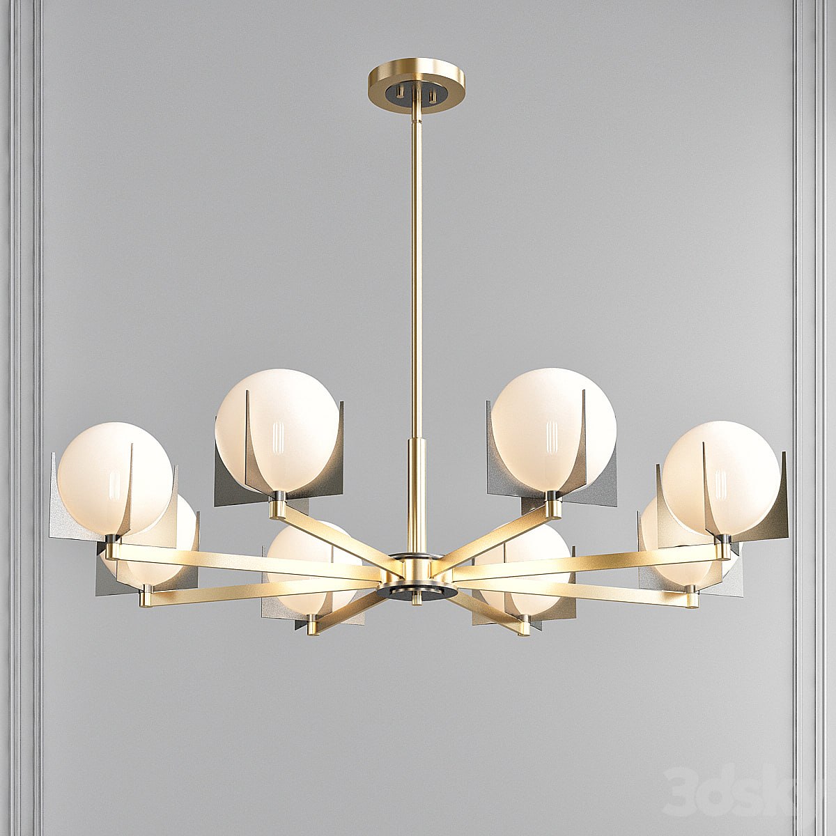 Finn Satin Brass-Brushed Platinum 8 Light Chandelier by Maxim Lighting