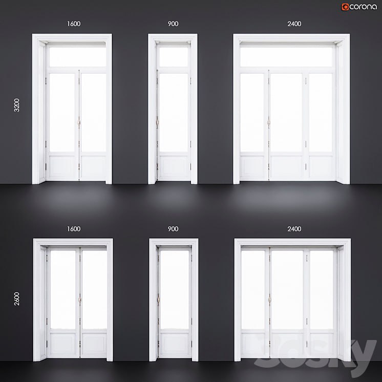 Wooden classical balcony doors