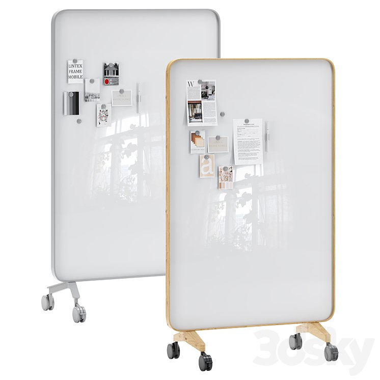 Lintex Frame Mobile double-sided glassboard with a bentwood frame