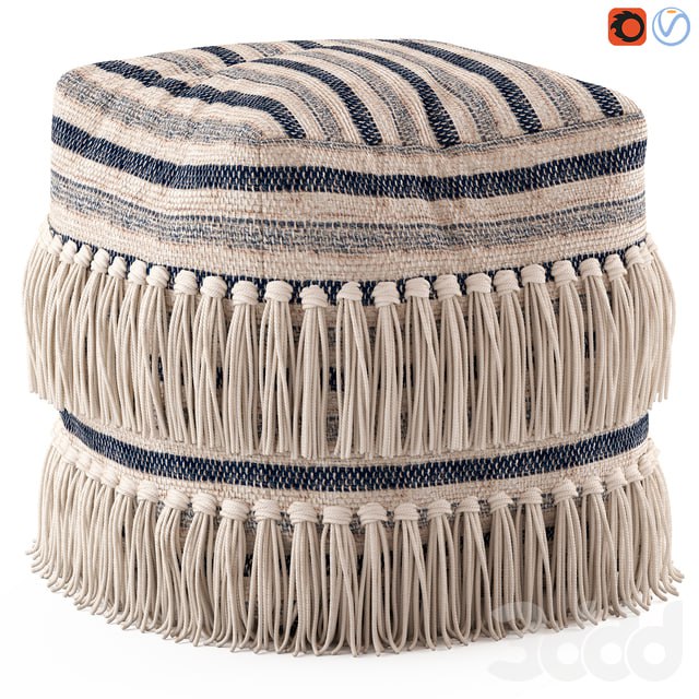 Network Rugs Bone Fringed Wool Ottoman