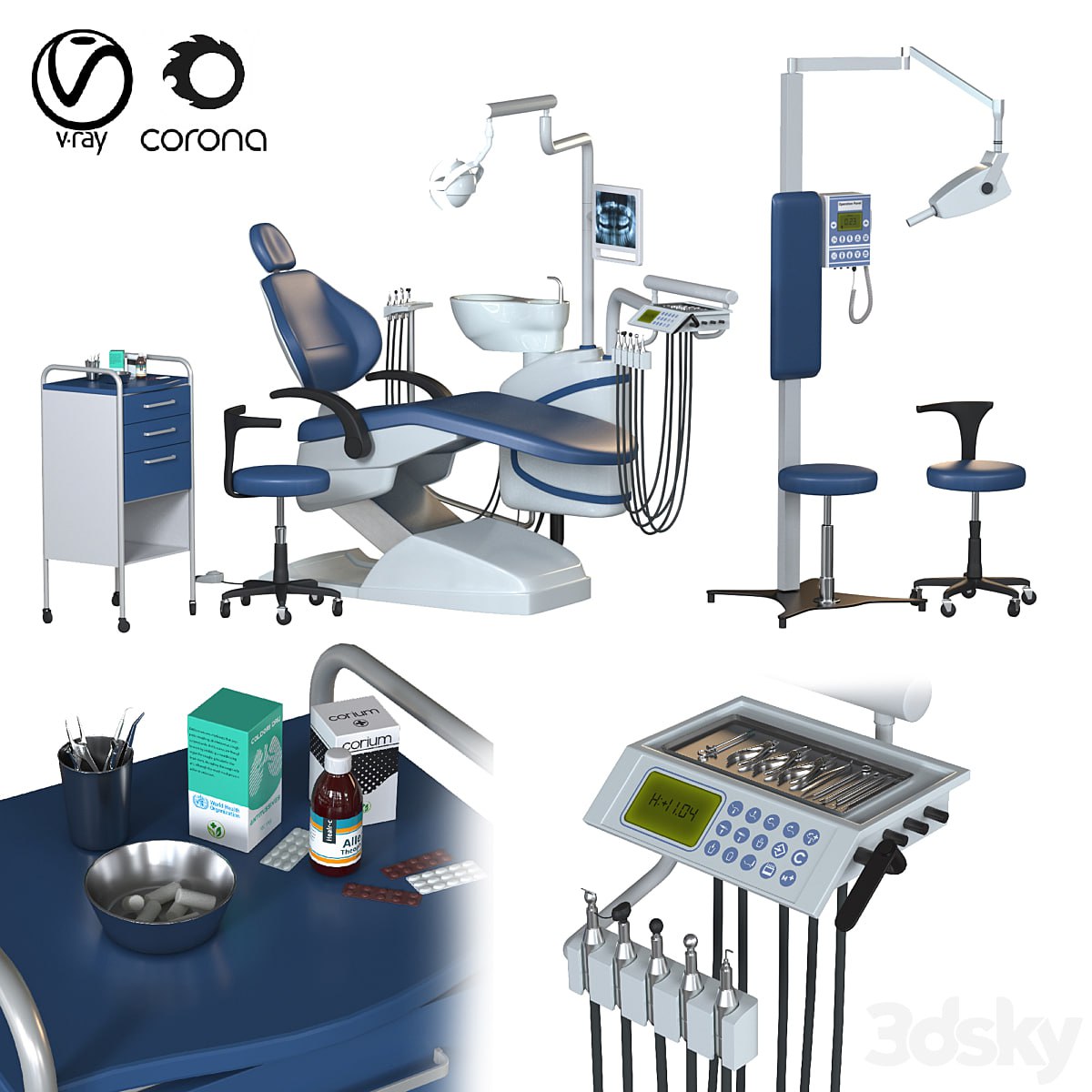 dental chair unit set (hospital equipment VOL 3)