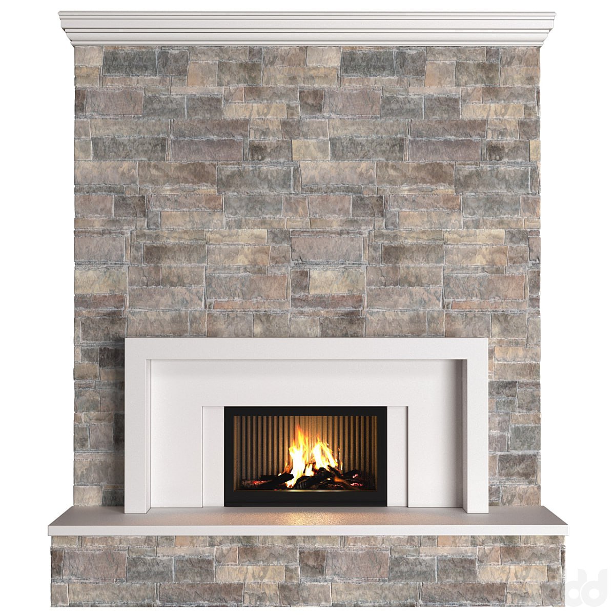 classic style Fireplace with stone wall.Stonework Fireplace modern ArtDeco