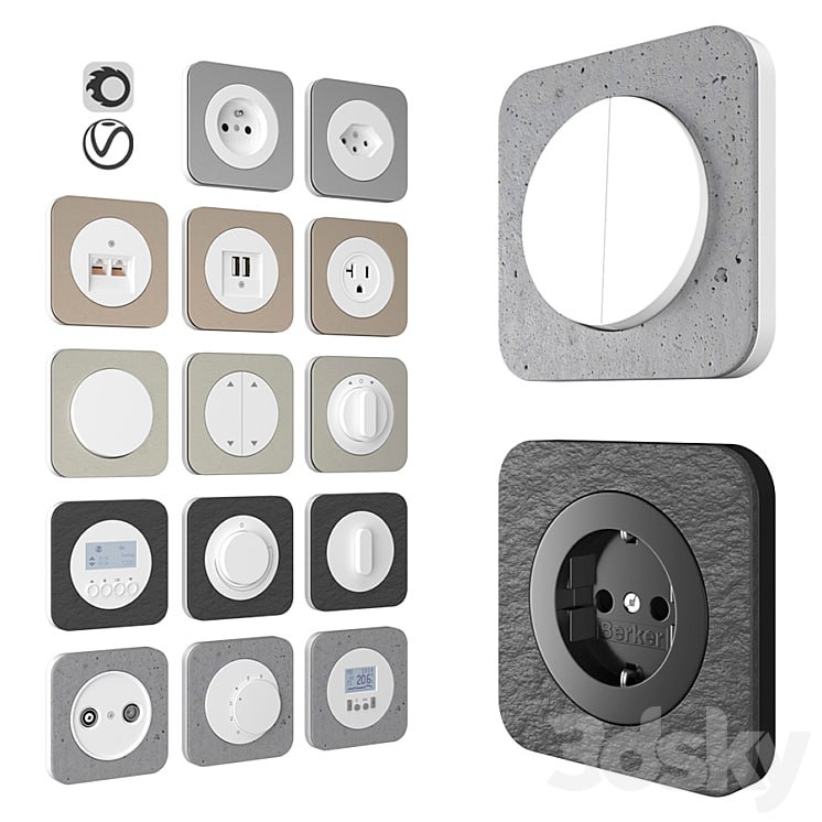 Berker R1 Sanded concrete, aluminum and slate