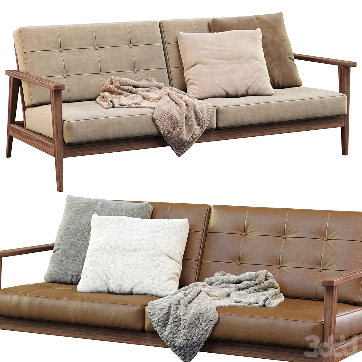 Mid century show wood sofa