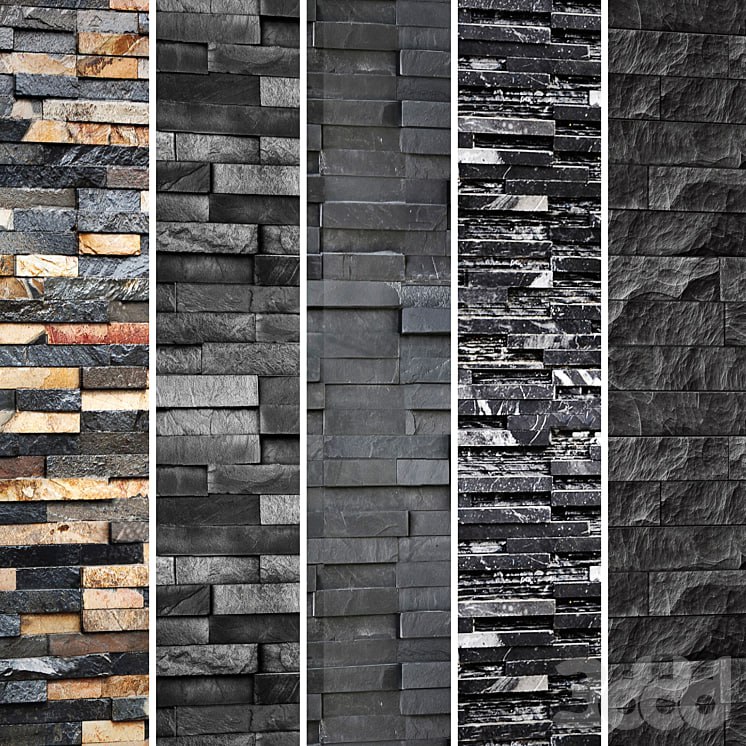 Collection of black stone. Slate, wild stone, wall decor, black stone, decorative, loft, masonry, pane