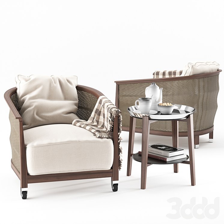 Flexform Mozart chair Cabare table