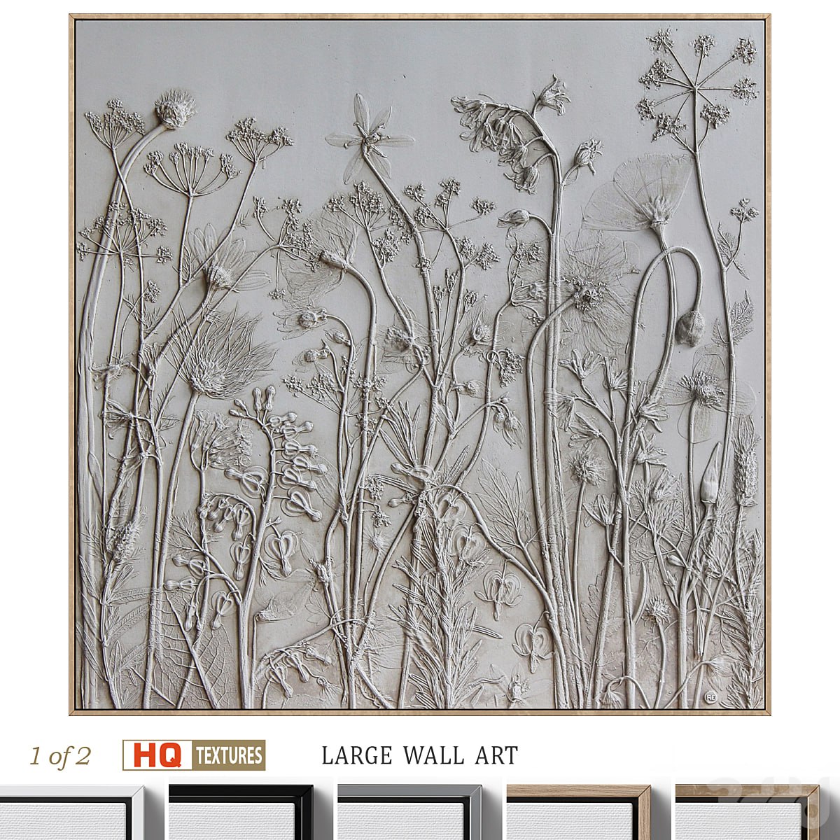 Textural Plaster Wildflowers Boho Wall Art C-508