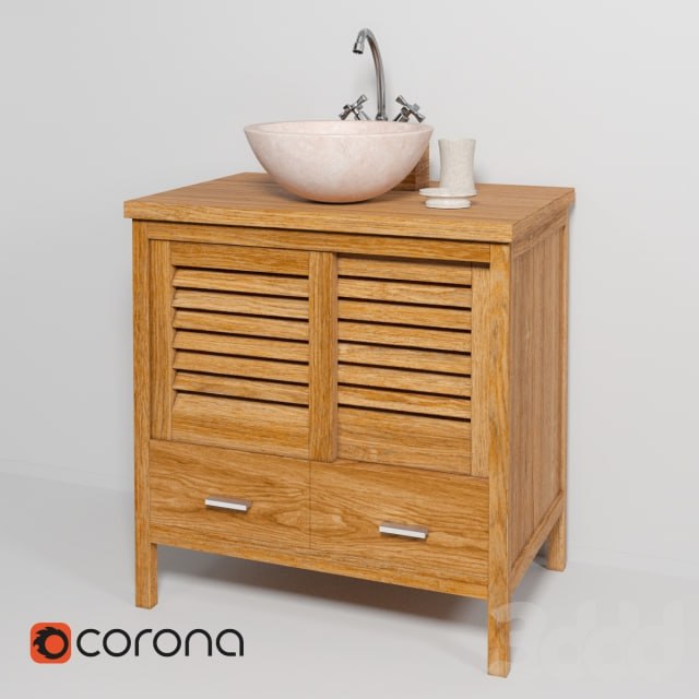 Sink made of natural marble Teak House Round White, Black, Onyx, cupboard under the sink Lombok 110 mixer Lemark LM2504C