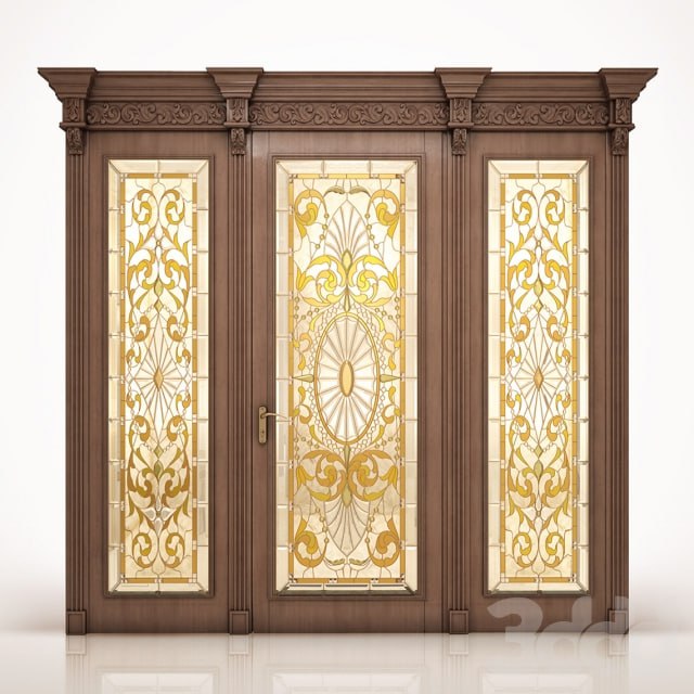 Door with stained-glass window classic