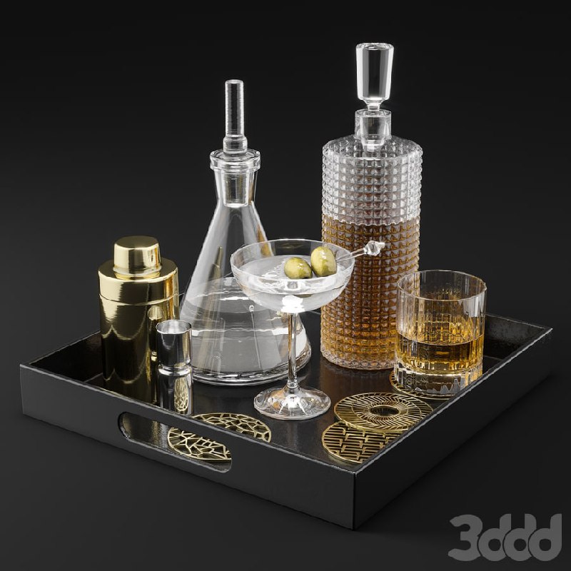CB2 Barware Coffee Table Decor Set 1