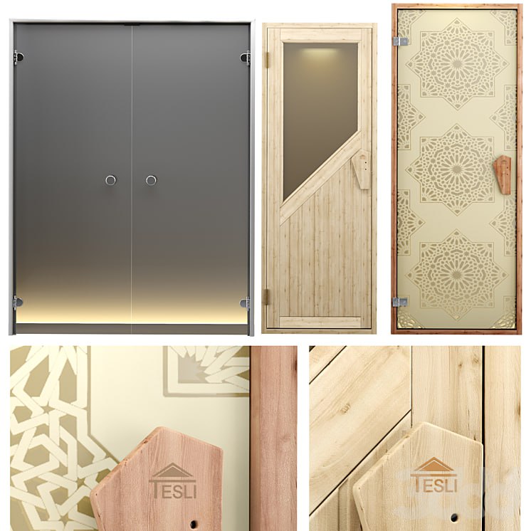 A set of doors for baths, saunas and hammam