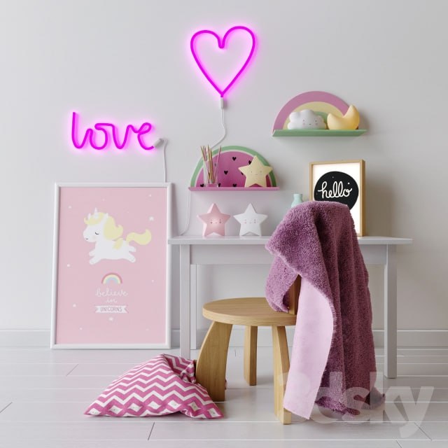 Decorative set in the nursery for girls