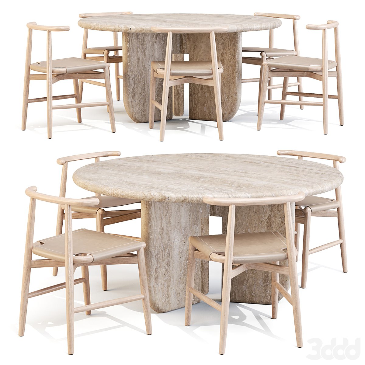 Dining Set 02: Meridiani (Italo Table and Emilia Chairs)