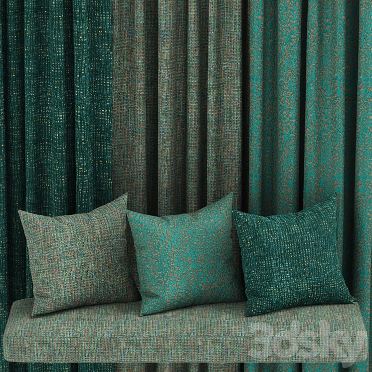 set of fabric materials in green tones3