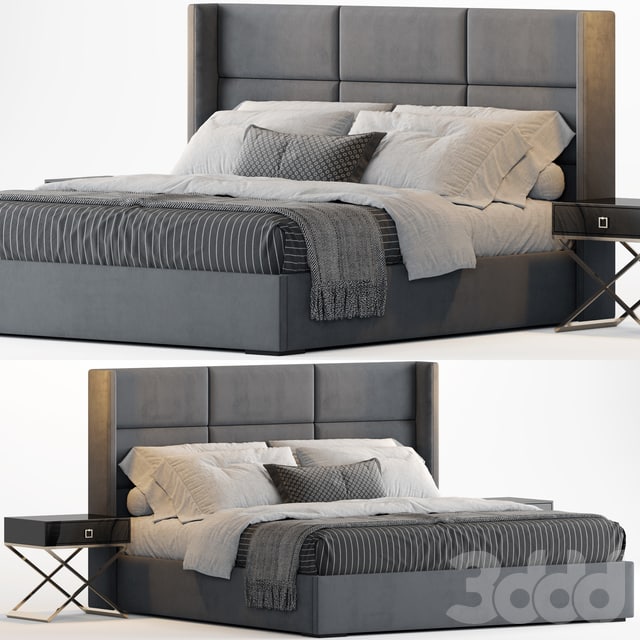 RH Modena Rectangular Channel Shelter Fabric Platform Bed