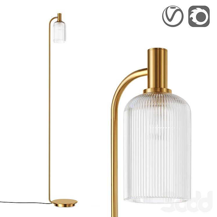 Brass and cut glass floor lamp, Bogota
