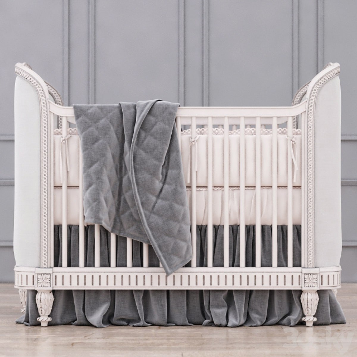RH Belle Upholstered Crib (Antique Grey Mist)