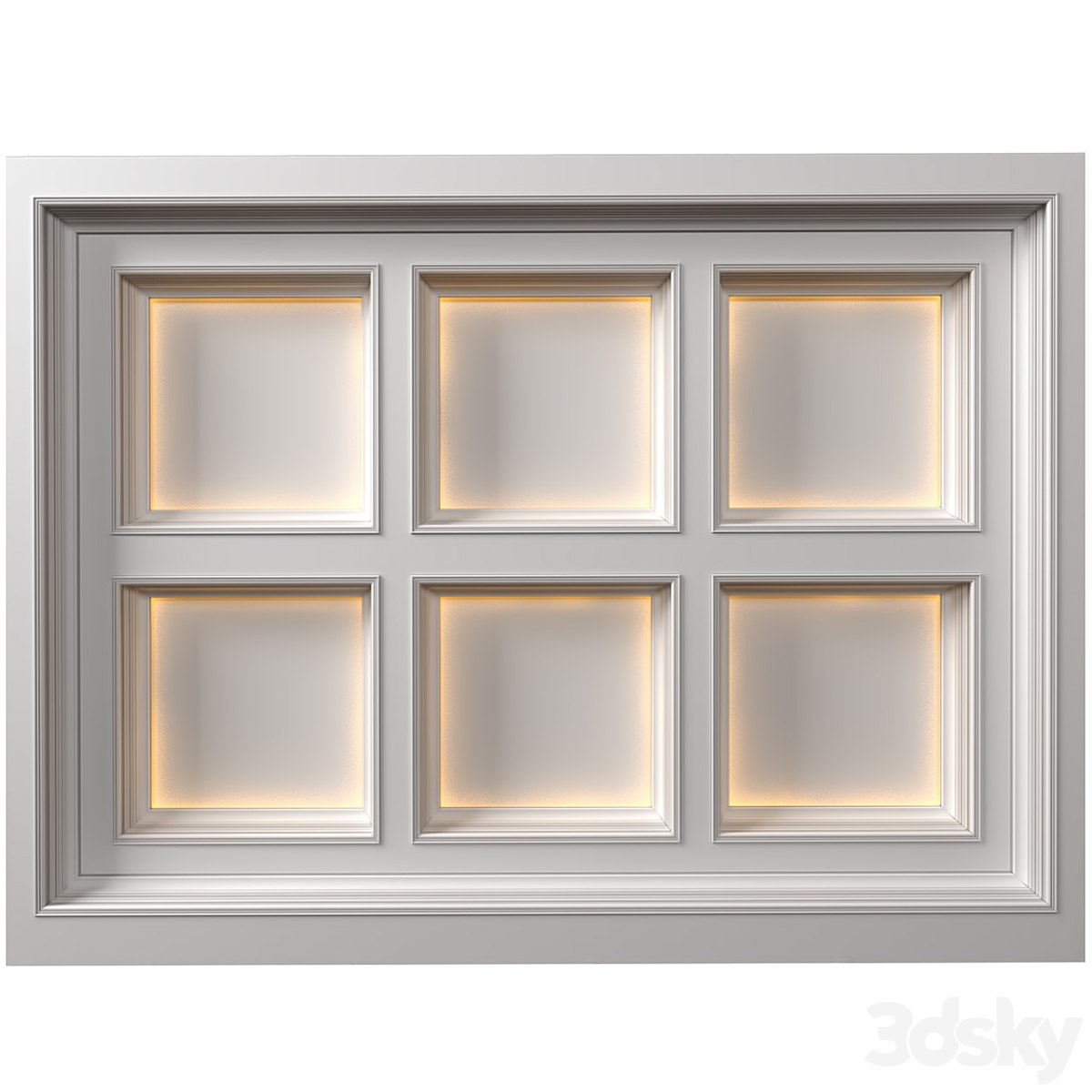 Modern coffered illuminated ceiling Art Deco style