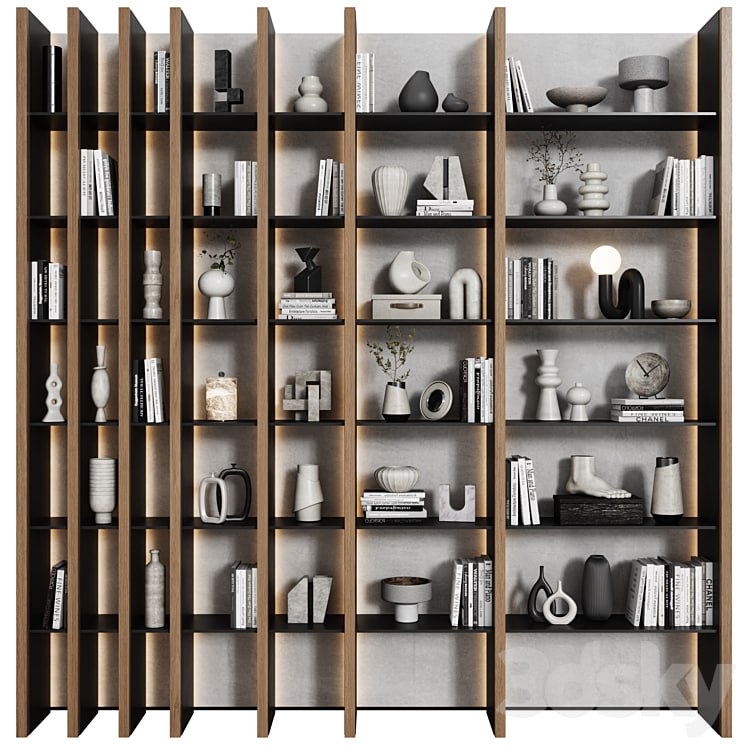 Bookcase in modern minimalist style 04