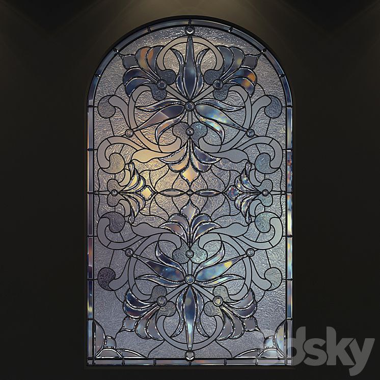 Stained glass window with arch