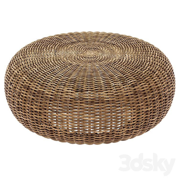 round braided rattan pouf. California