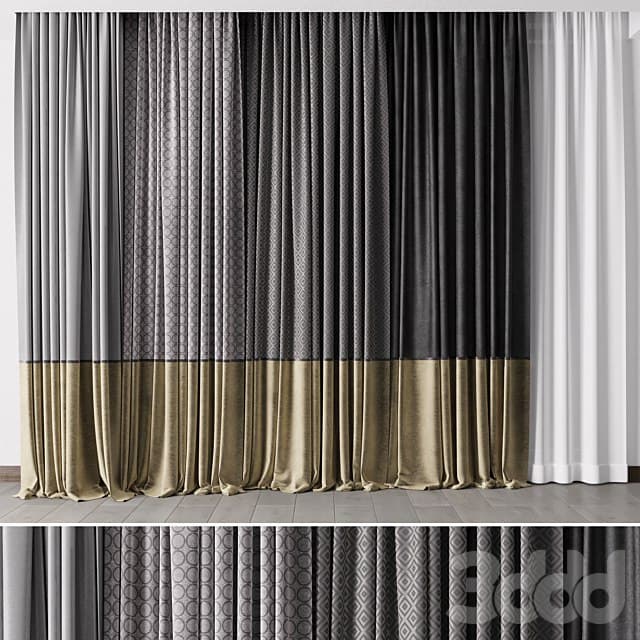 Hadi gray & gold Curtains 34 Soft curtains and linen and silk fabric