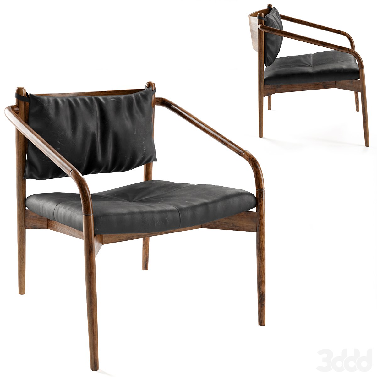 Lento Black Leather Lounge Chair