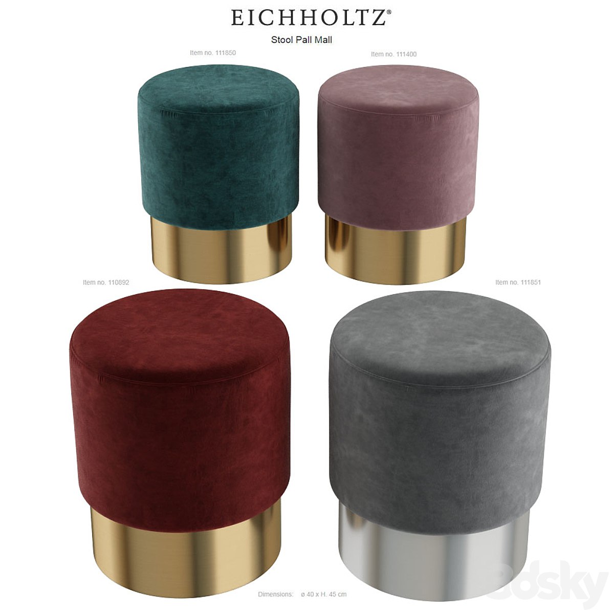 EICHHOLTZ Stool Pall Mall 111851 110892 111400 111850