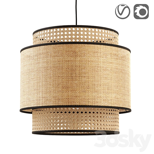 Raffia and rattan lampshade, Dolkie