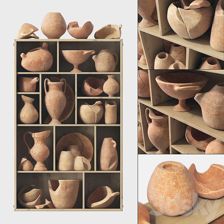 Dishes old clay splinter decor n1 /