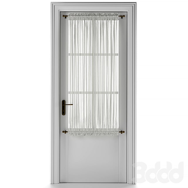 Entrance door with curtain