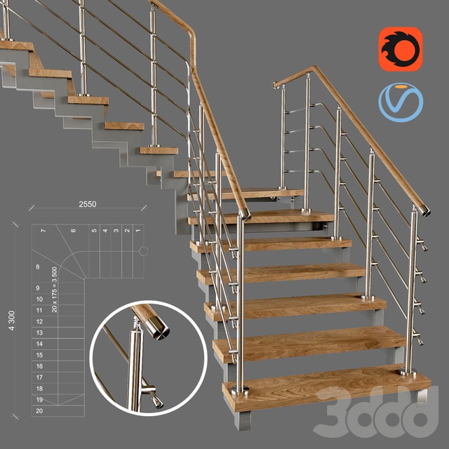 Modern corner staircase with winder steps