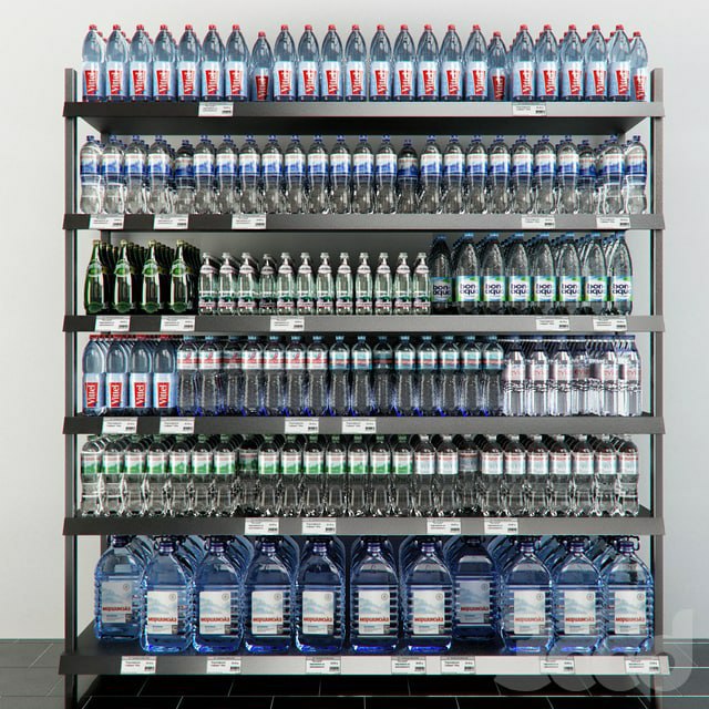 Rack with mineral water