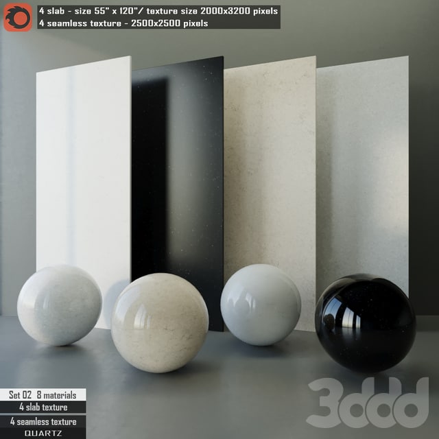 Quartz slab & Seamless texture Set 02