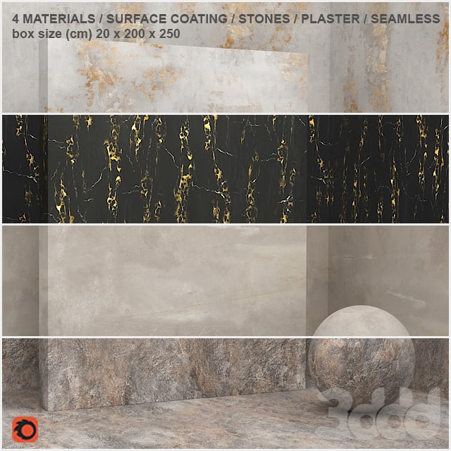 4 materials (seamless) - stone, plaster - set 5