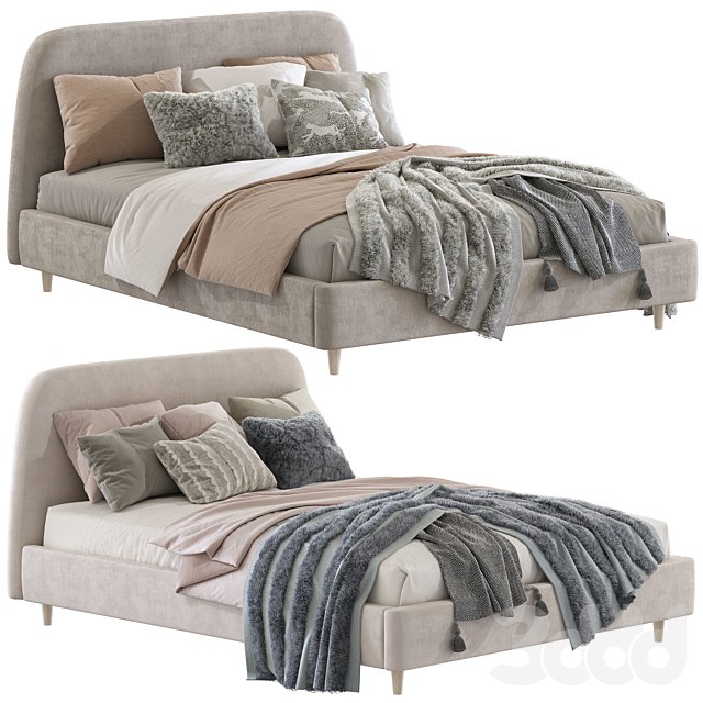 Bed Oatmeal Raelynn Upholstered Bed