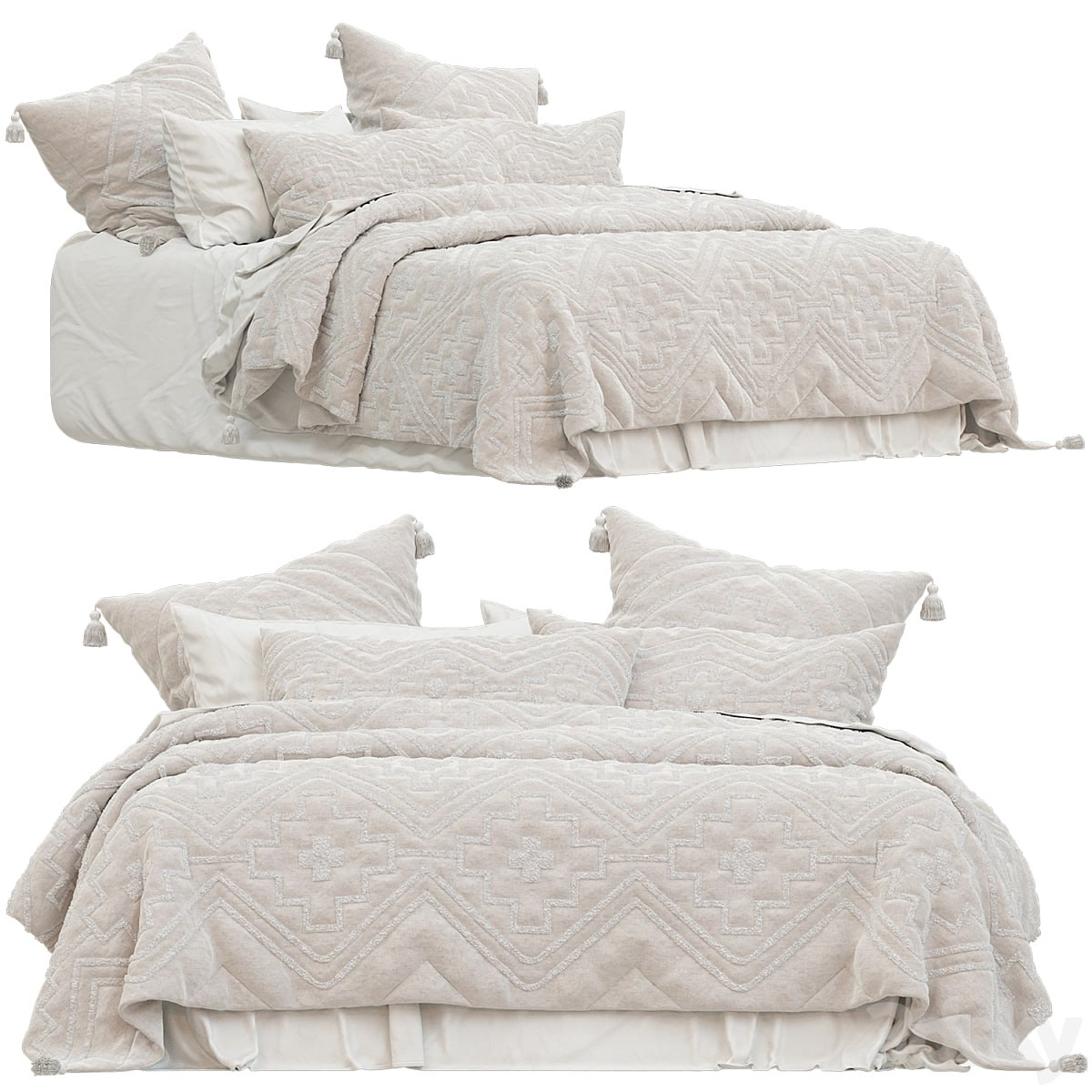 Adairs Oslo Tufted Natural Quilted Quilt Cover