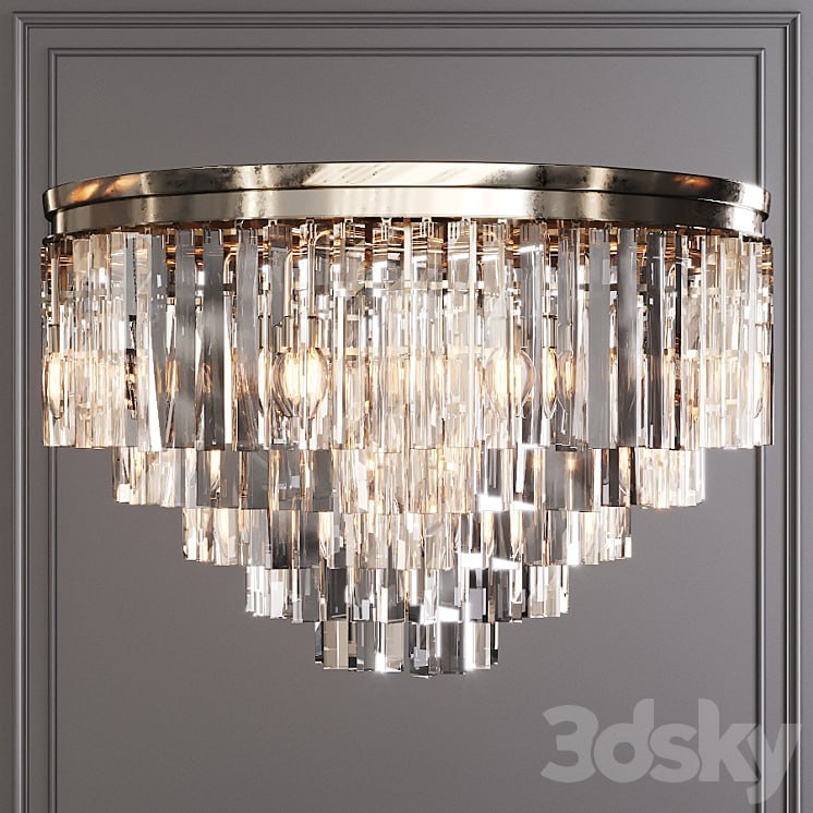 Restoration Hardware 1920S ODEON CLEAR GLASS FRINGE 5-TIER FLUSHMOUNT Nickel