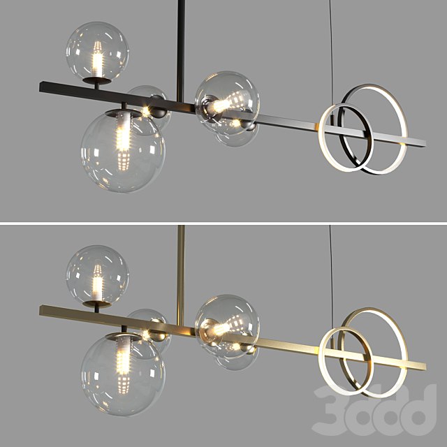 Artpad Modern European Glass Bubble Dining room Pendant Lights Black & gold