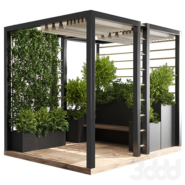 Landscape Furniture with Pergola and Roof garden 01