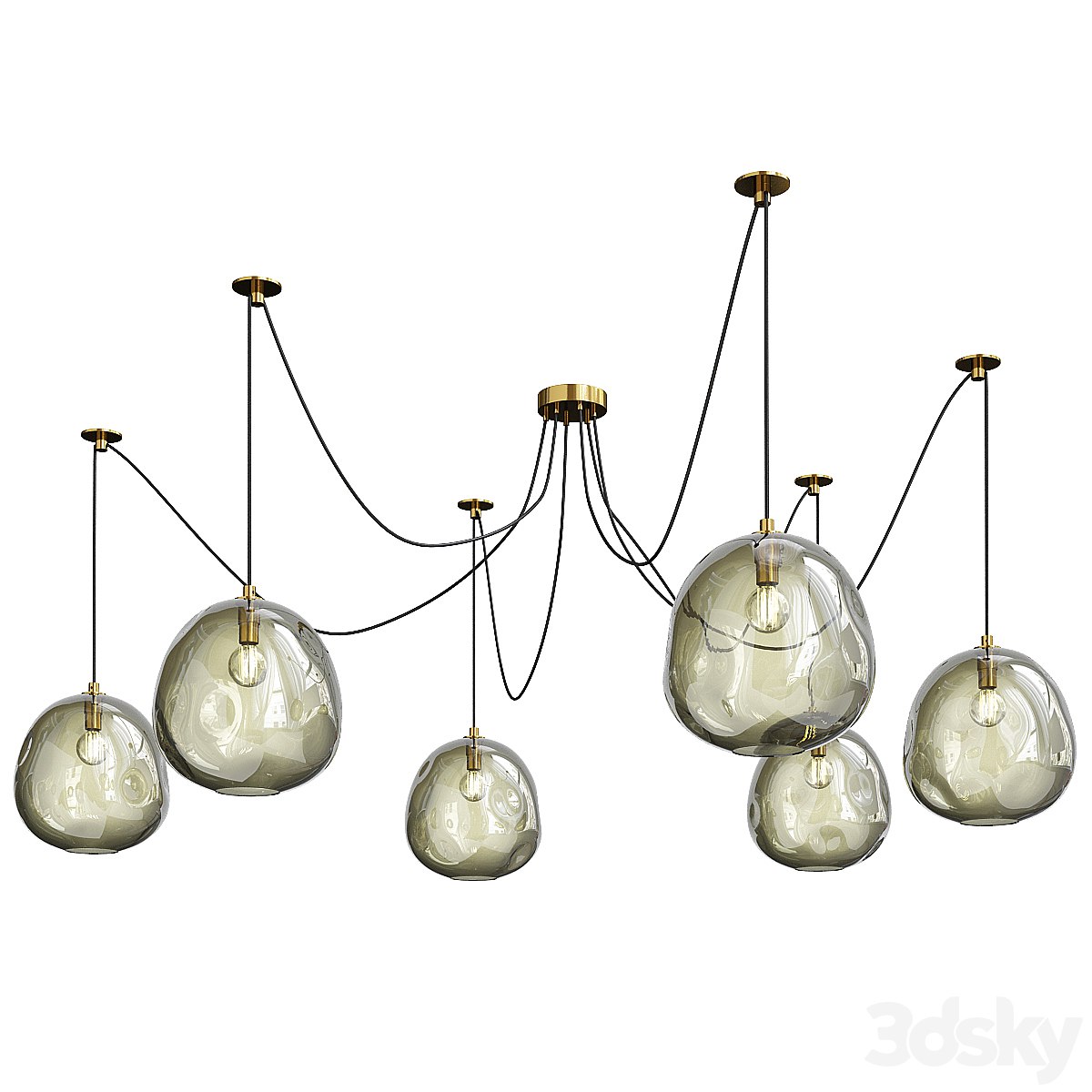 Regina andrew molten spider natural brass and smoke glass chandelier