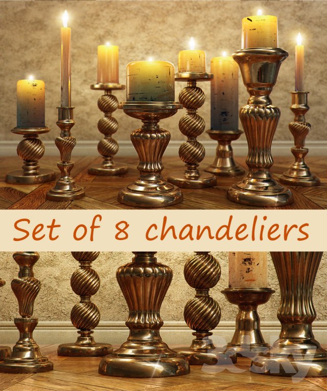 Set of candelabra with candles