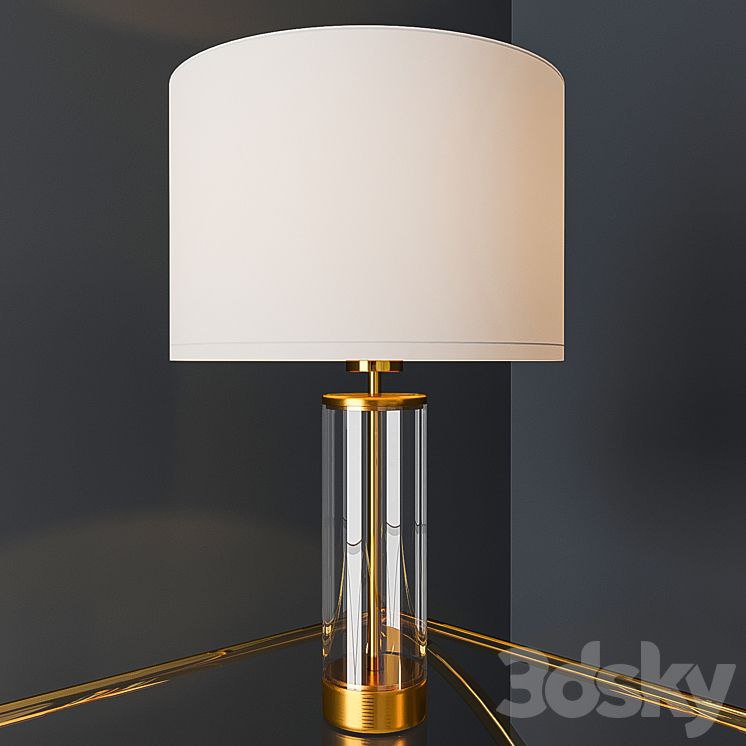 Acrylic Column Table Lamp - Antique Brass